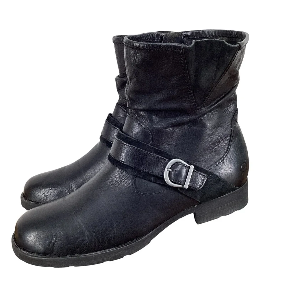 Born Virgo Slouch Engineer Boot Leather Side Zip Ankle Boots - Women's‎ Size 9M
